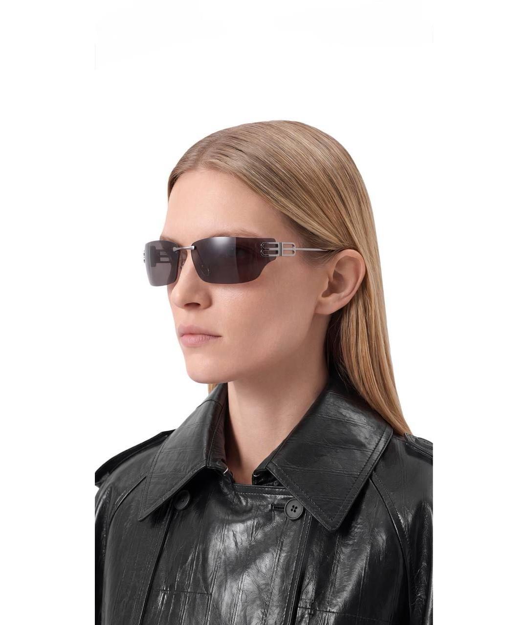 BALENCIAGA Серебряные металлические солнцезащитные очки, фото 8