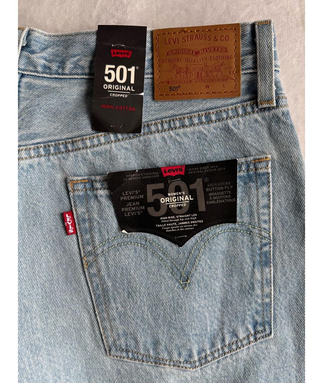 LEVI'S Голубые хлопковые прямые джинсы, фото 2