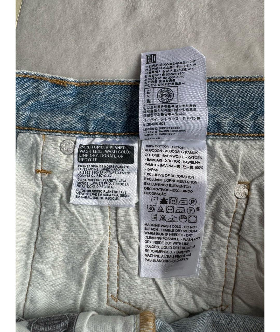 LEVI'S Голубые хлопковые прямые джинсы, фото 7