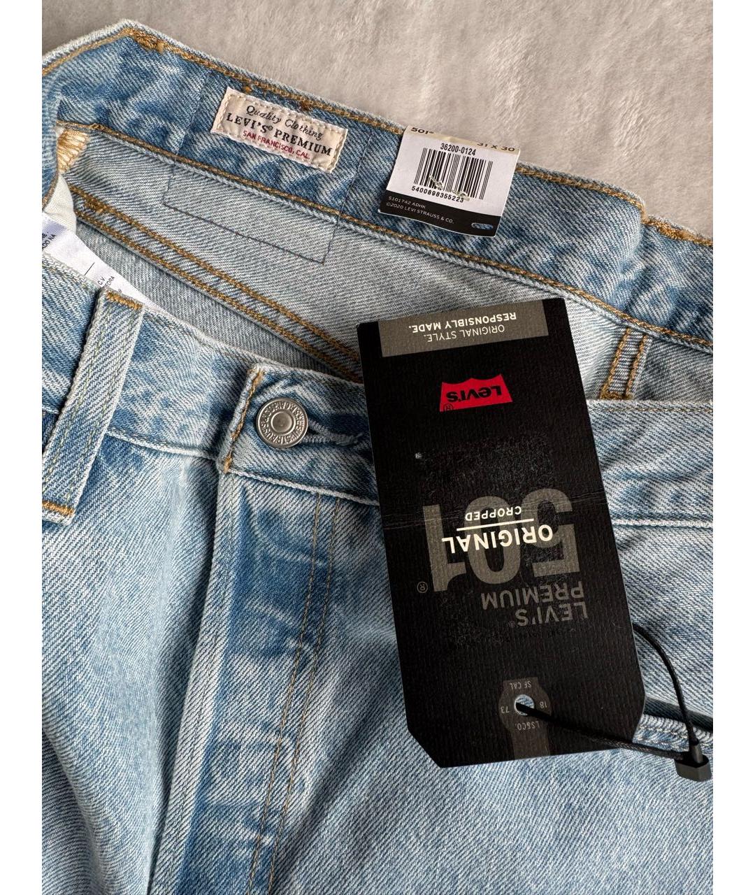 LEVI'S Голубые хлопковые прямые джинсы, фото 6
