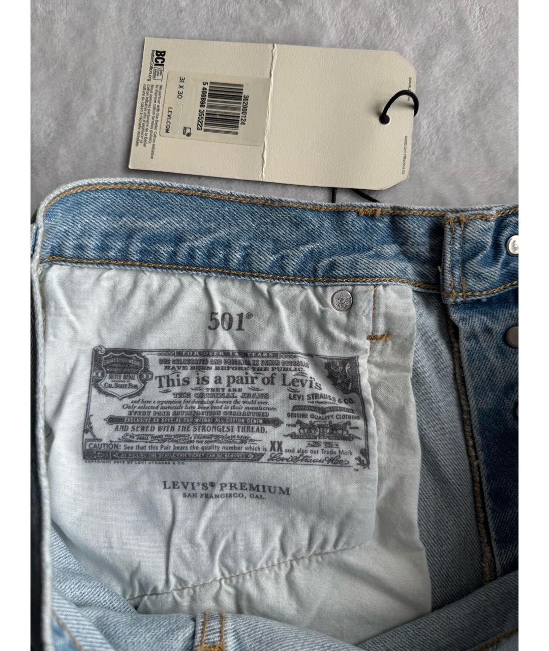 LEVI'S Голубые хлопковые прямые джинсы, фото 4