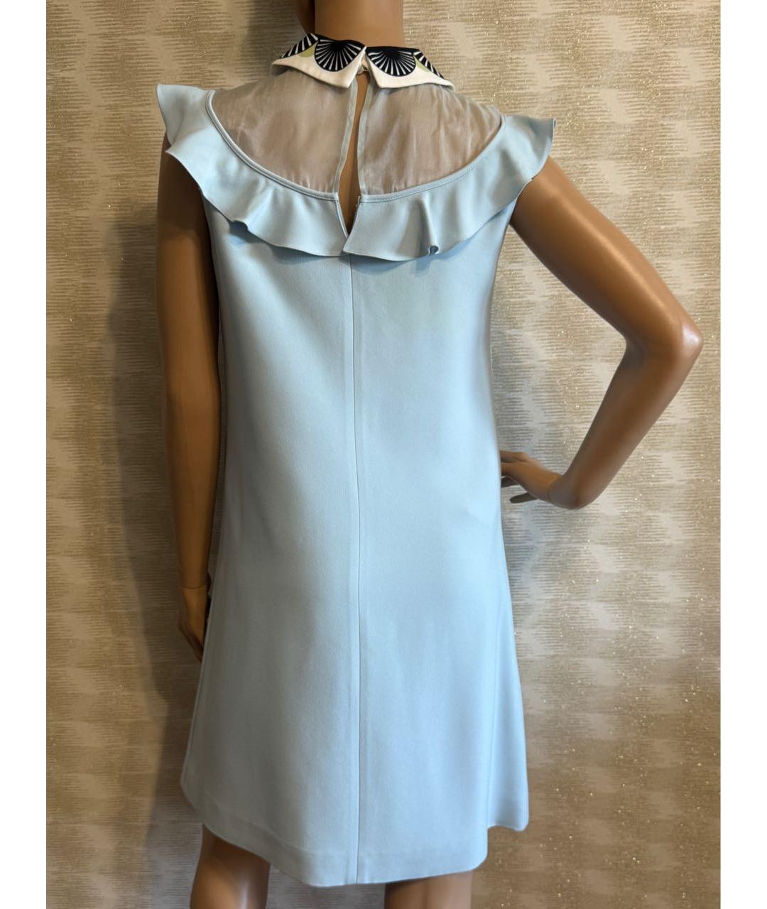 MIU MIU Голубое вискозное коктейльное платье, фото 3
