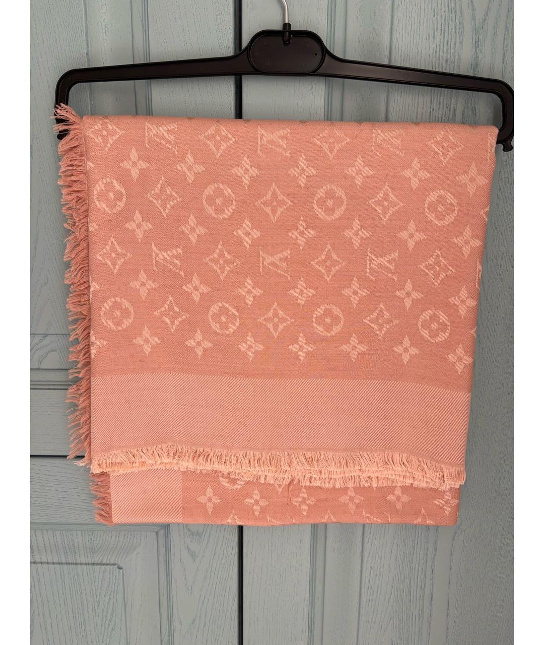 LOUIS VUITTON Розовый шелковый платок, фото 4