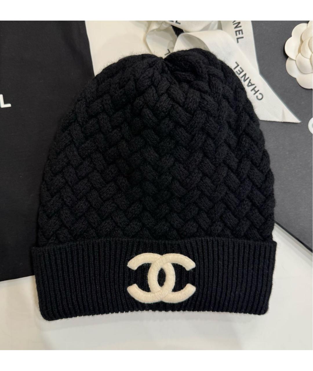CHANEL Черная кашемировая шапка, фото 5