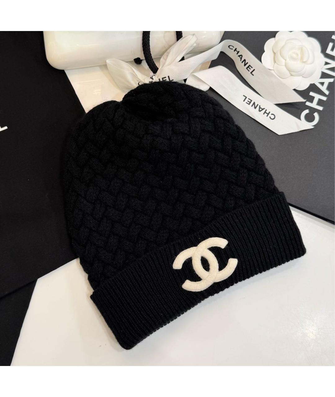 CHANEL Черная кашемировая шапка, фото 4