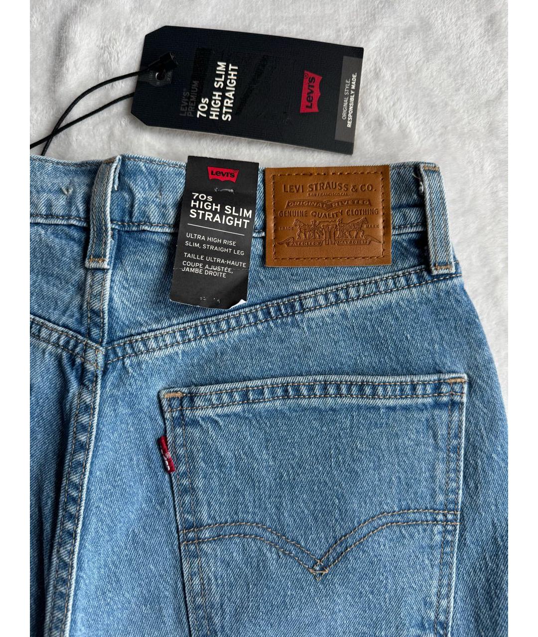 LEVI'S Голубые хлопко-эластановые прямые джинсы, фото 2
