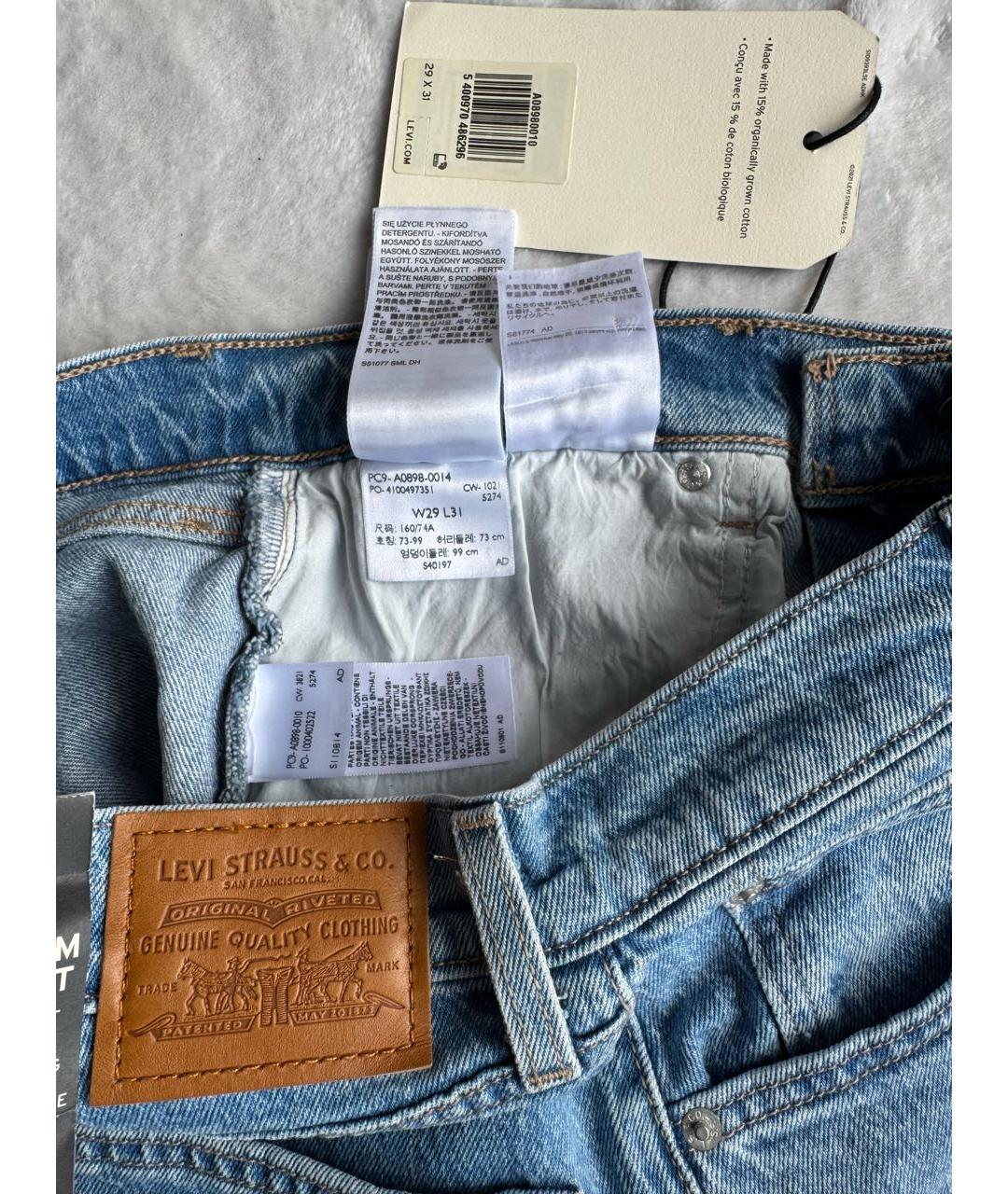 LEVI'S Голубые хлопко-эластановые прямые джинсы, фото 7