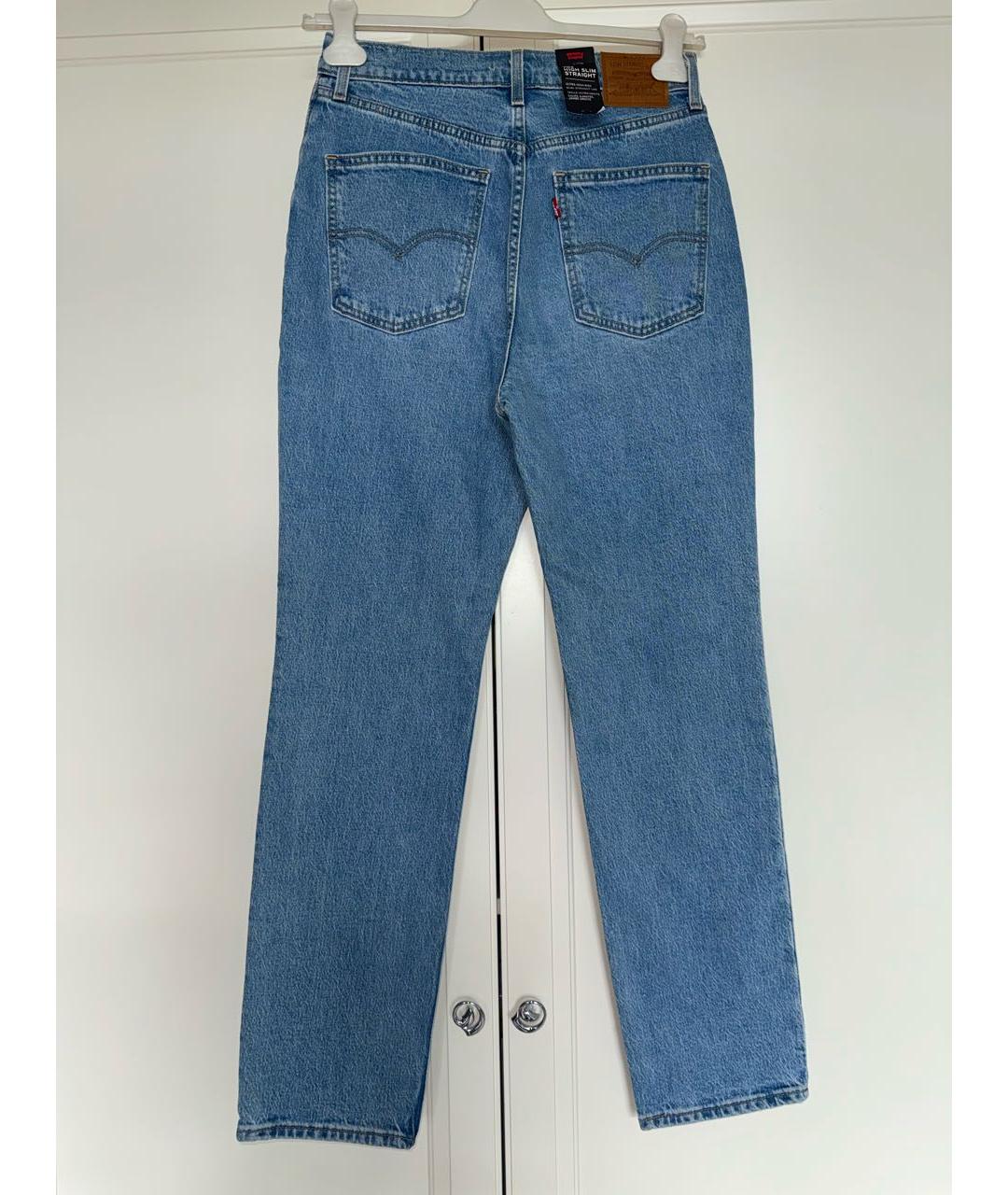 LEVI'S Голубые хлопко-эластановые прямые джинсы, фото 5