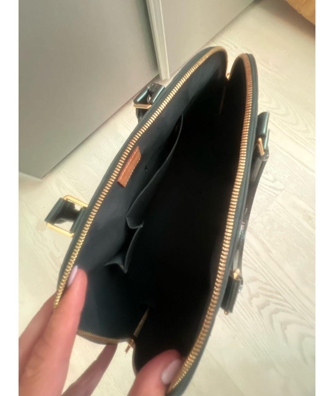 LOUIS VUITTON Темно-синяя сумка с короткими ручками из искусственной кожи, фото 4