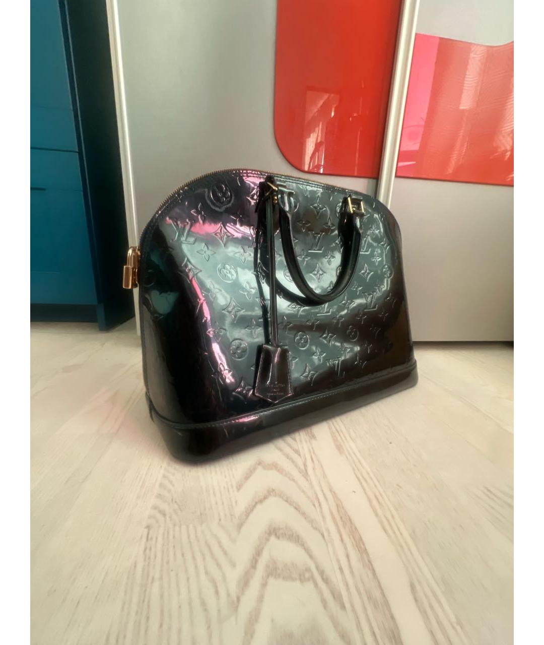 LOUIS VUITTON Темно-синяя сумка с короткими ручками из искусственной кожи, фото 2