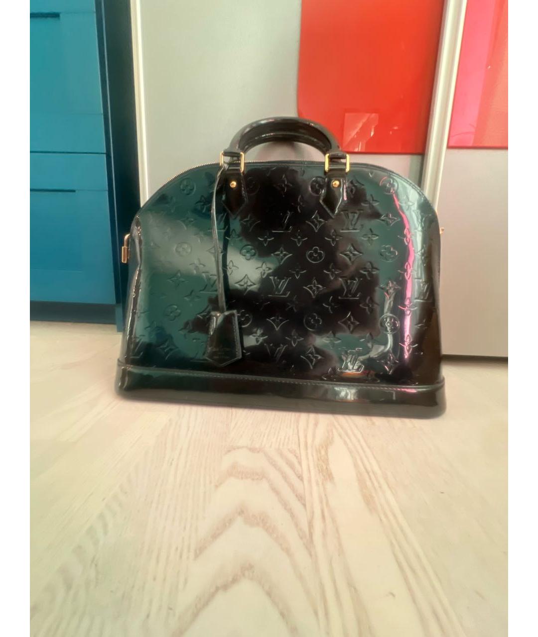 LOUIS VUITTON Темно-синяя сумка с короткими ручками из искусственной кожи, фото 8