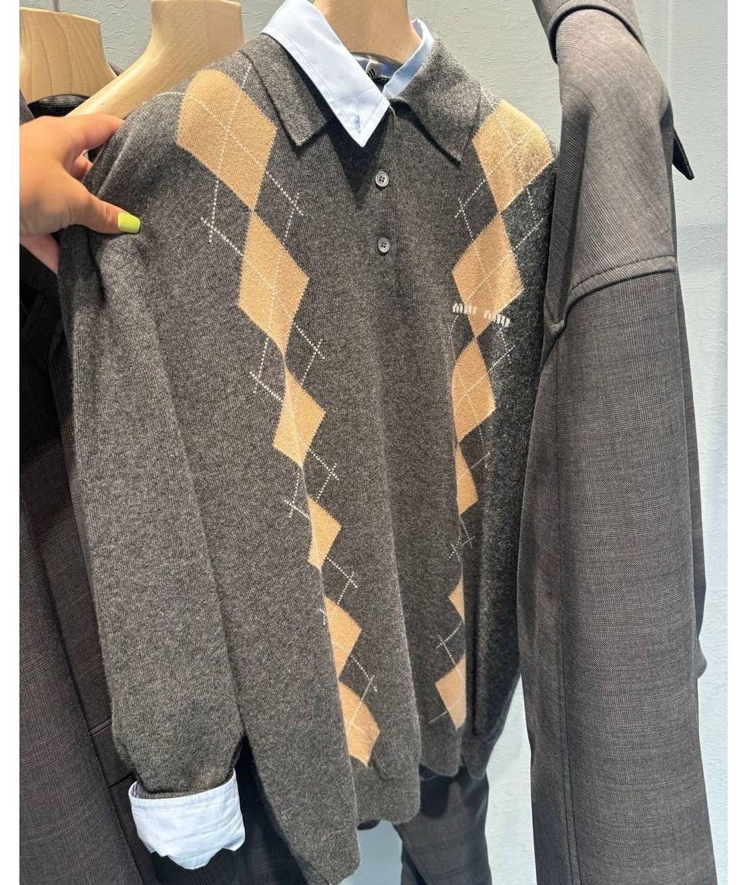 MIU MIU Антрацитовый кашемировый джемпер / свитер, фото 3