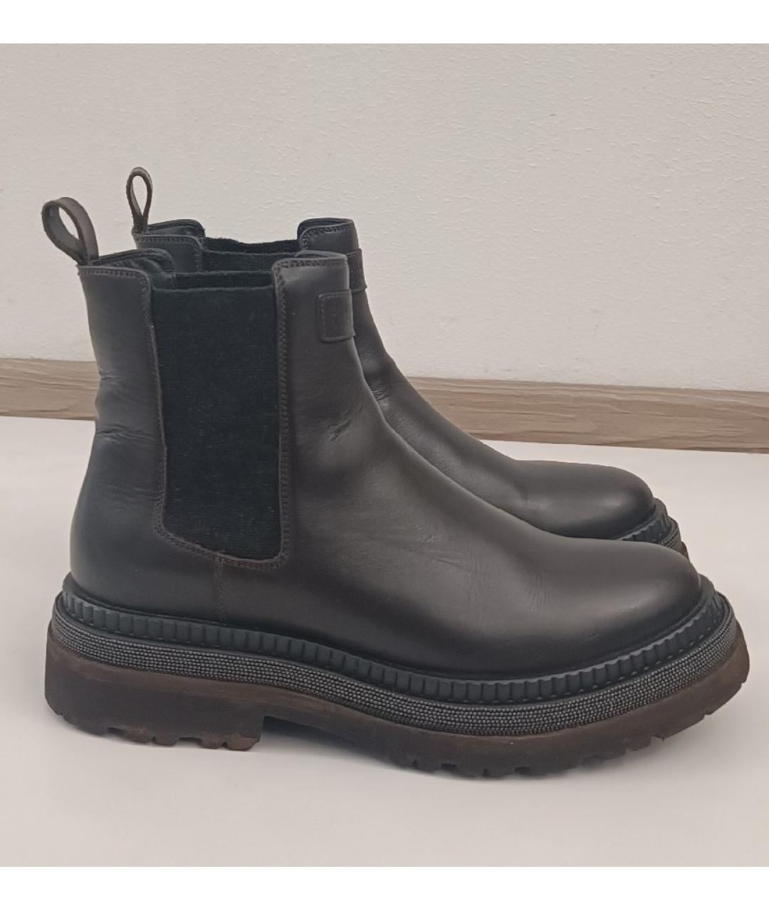 BRUNELLO CUCINELLI Коричневые кожаные ботинки, фото 9