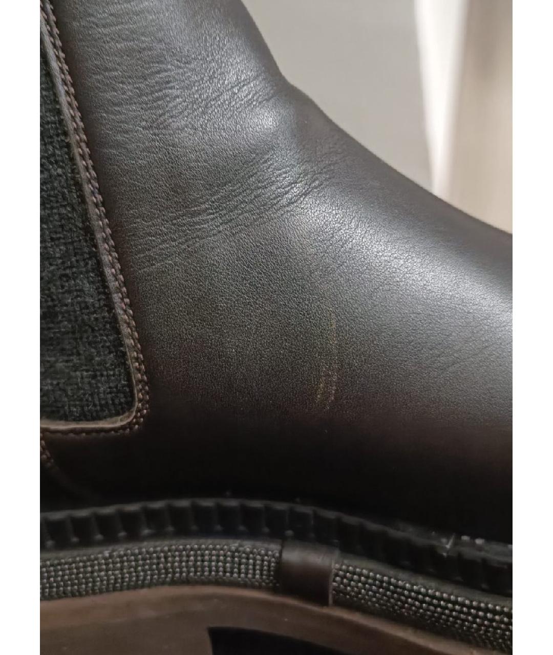 BRUNELLO CUCINELLI Коричневые кожаные ботинки, фото 8