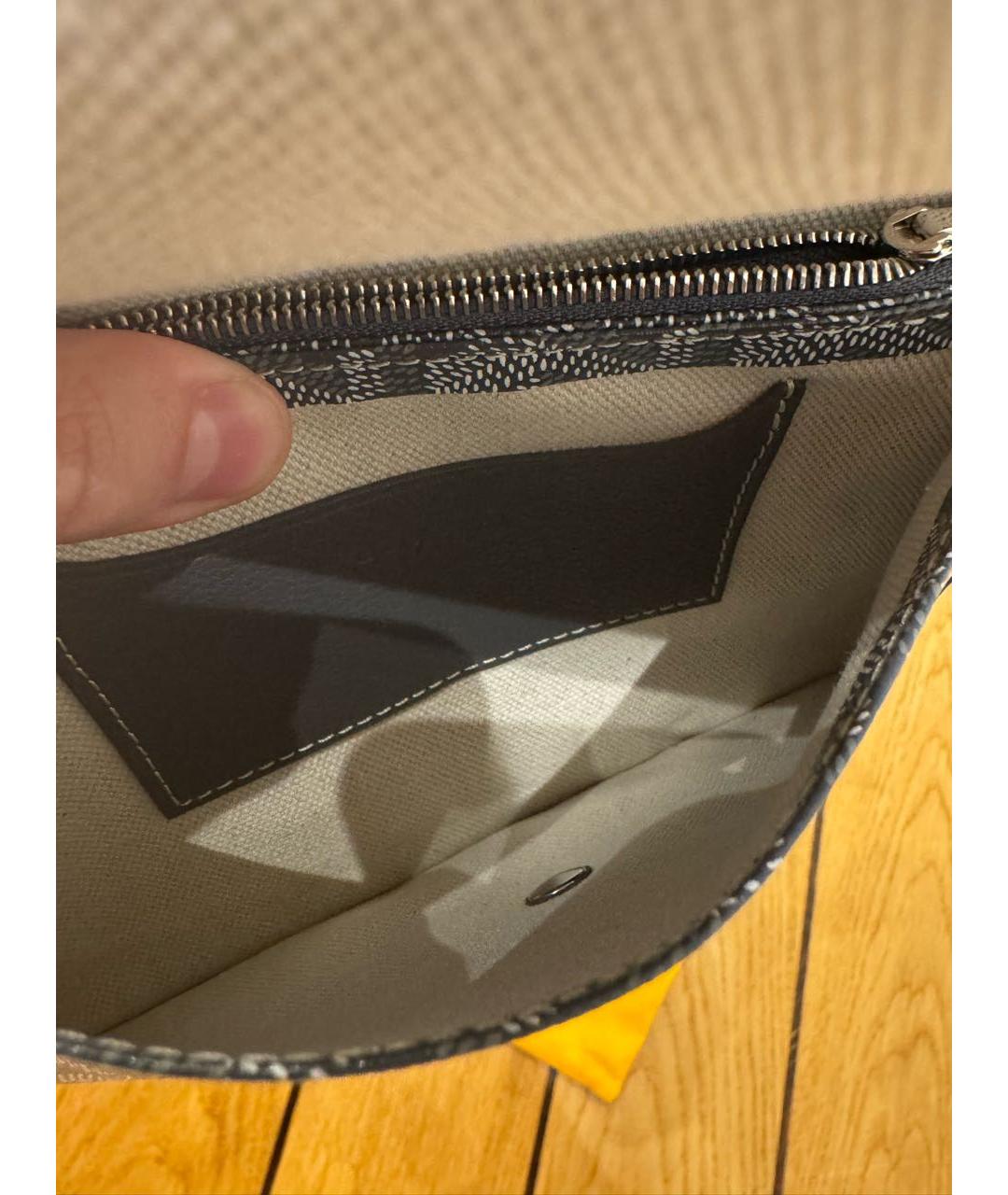 GOYARD Антрацитовая кожаная сумка на плечо, фото 3