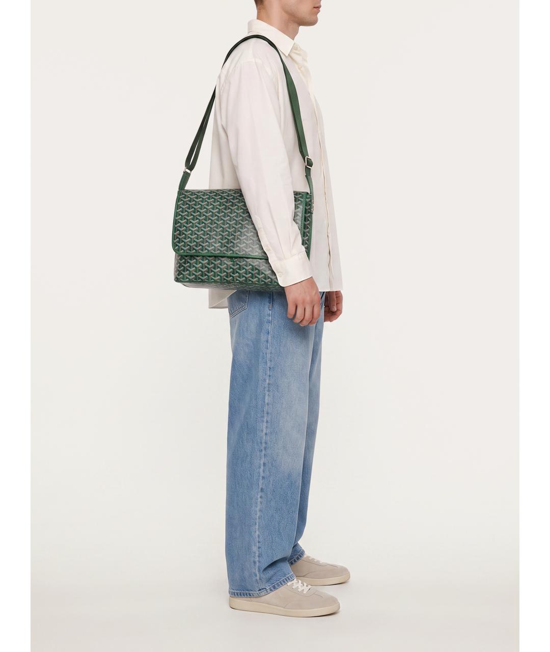 GOYARD Зеленая сумка на плечо из канвы, фото 8