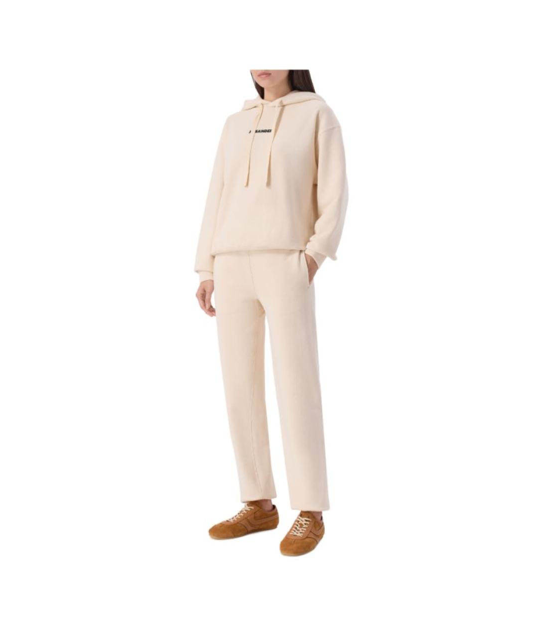 JIL SANDER Бежевые хлопковые прямые брюки, фото 4