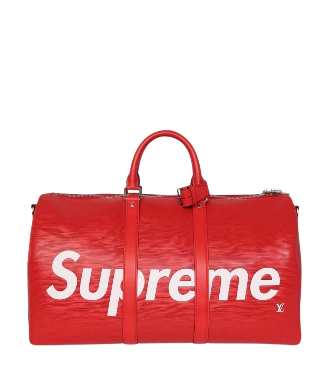 LOUIS VUITTON Красная кожаная дорожная/спортивная сумка, фото 1