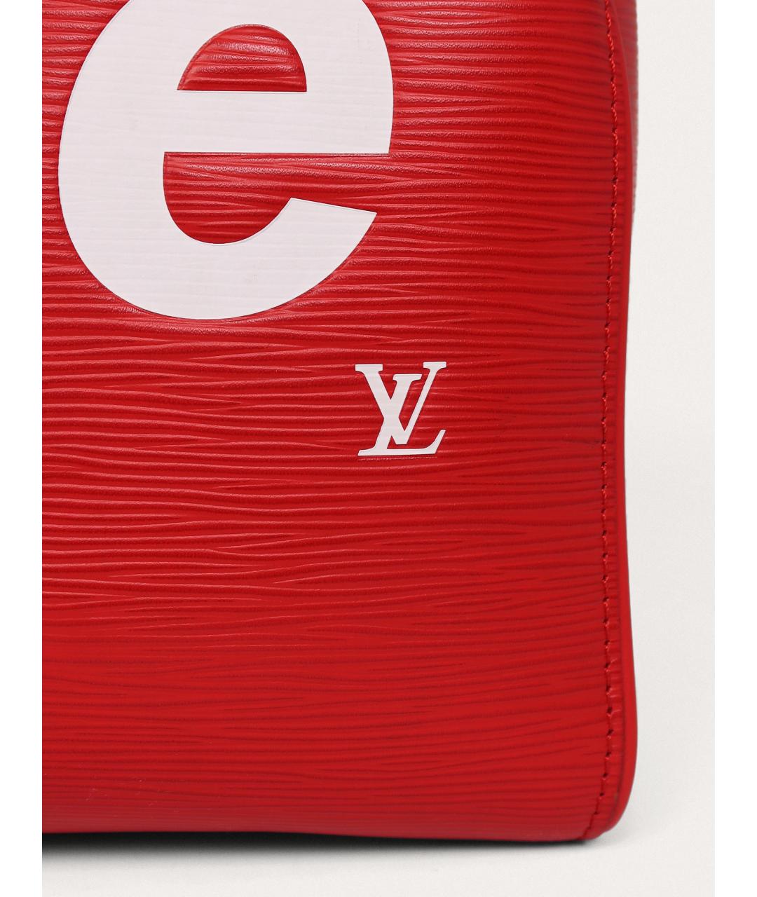 LOUIS VUITTON Красная кожаная дорожная/спортивная сумка, фото 6