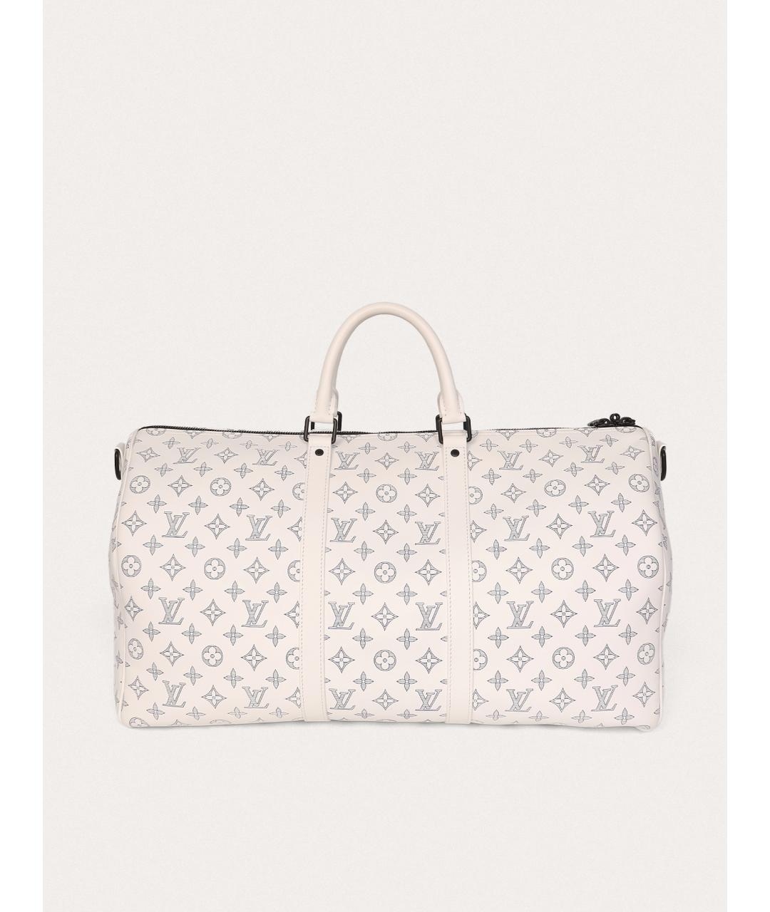 LOUIS VUITTON Белая кожаная дорожная/спортивная сумка, фото 3