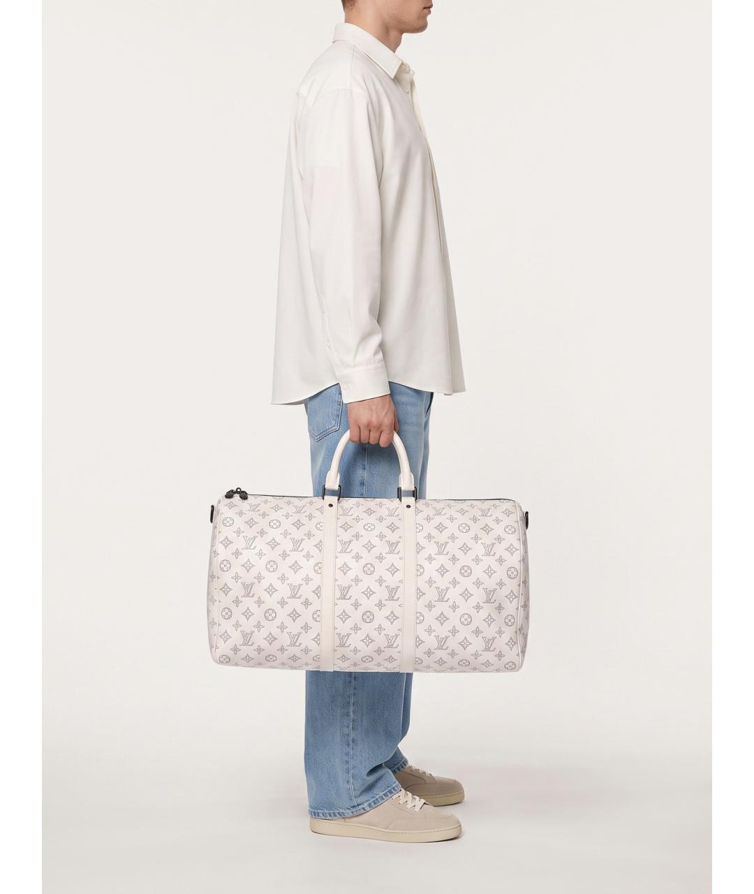 LOUIS VUITTON Белая кожаная дорожная/спортивная сумка, фото 8