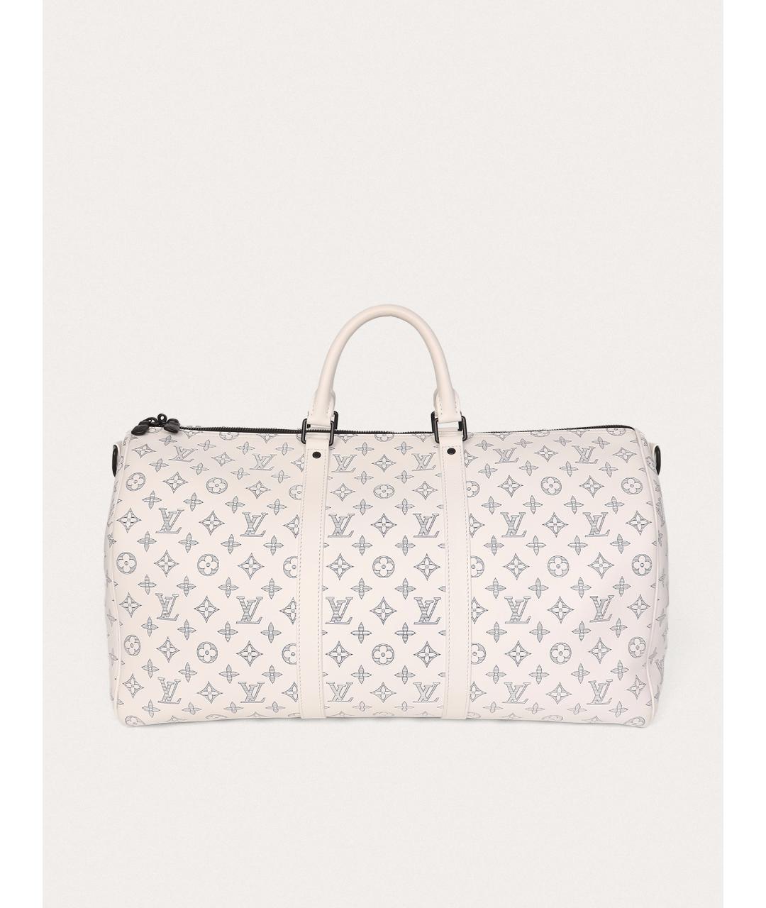 LOUIS VUITTON Белая кожаная дорожная/спортивная сумка, фото 9