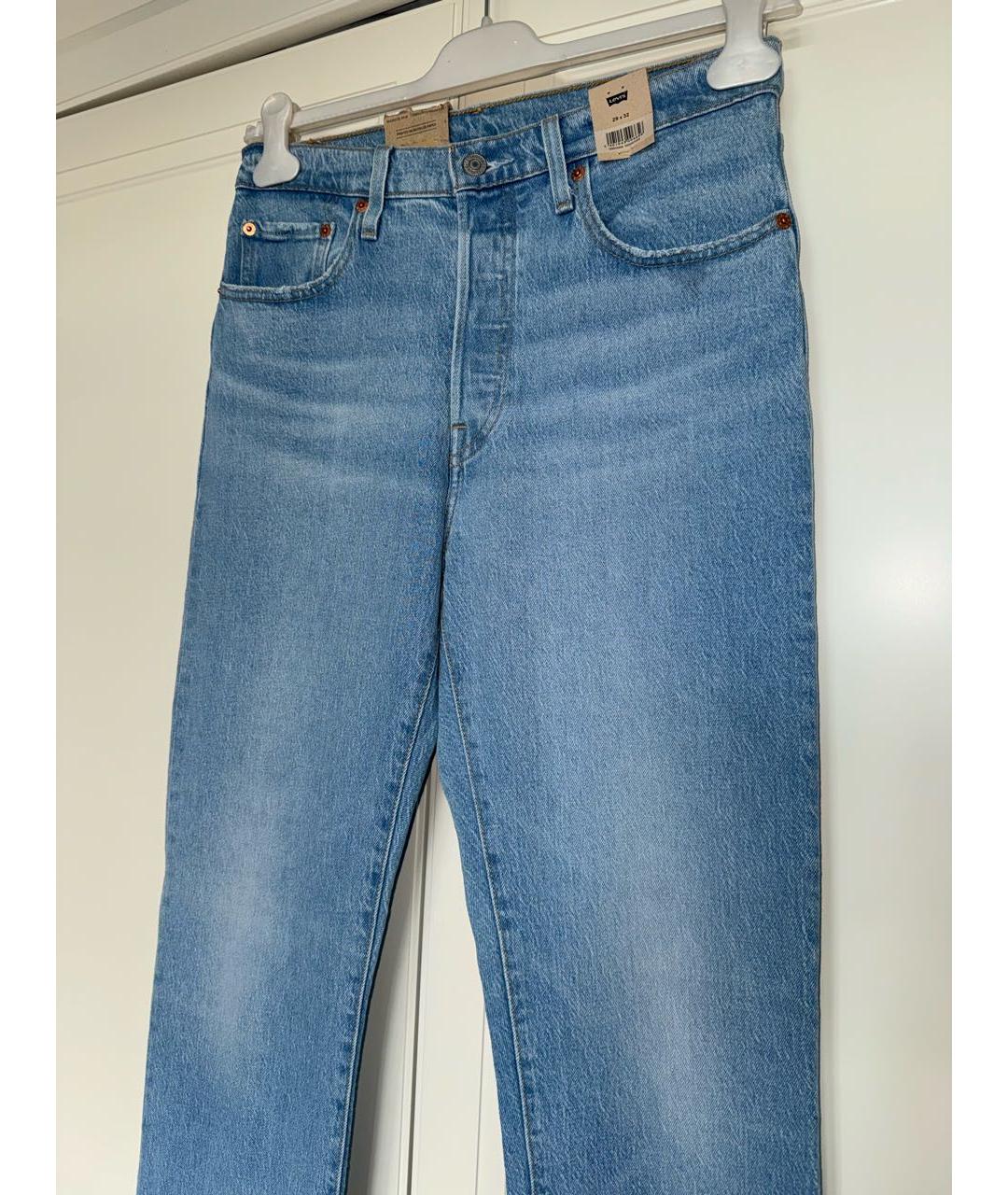 LEVI'S Голубые хлопко-эластановые прямые джинсы, фото 3