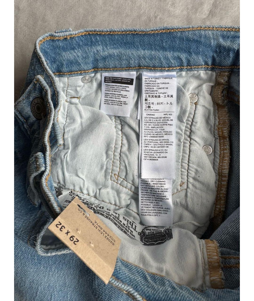 LEVI'S Голубые хлопко-эластановые прямые джинсы, фото 6