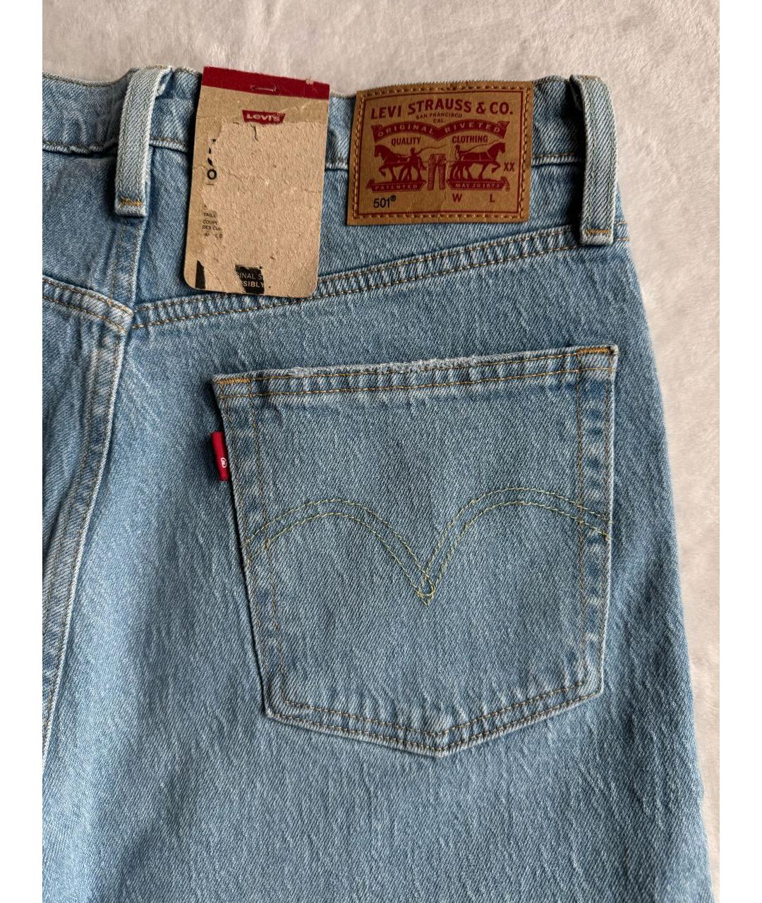 LEVI'S Голубые хлопко-эластановые прямые джинсы, фото 2