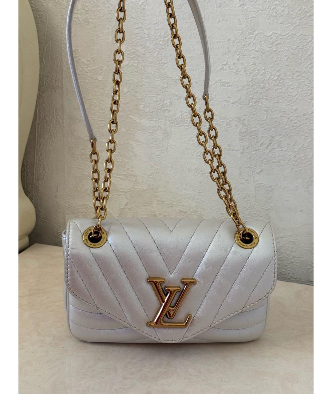 LOUIS VUITTON Белая кожаная сумка через плечо, фото 9