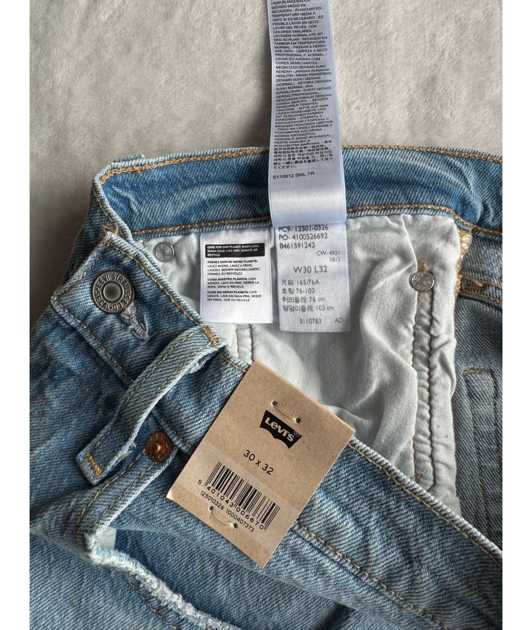 LEVI'S Голубые хлопко-эластановые прямые джинсы, фото 8