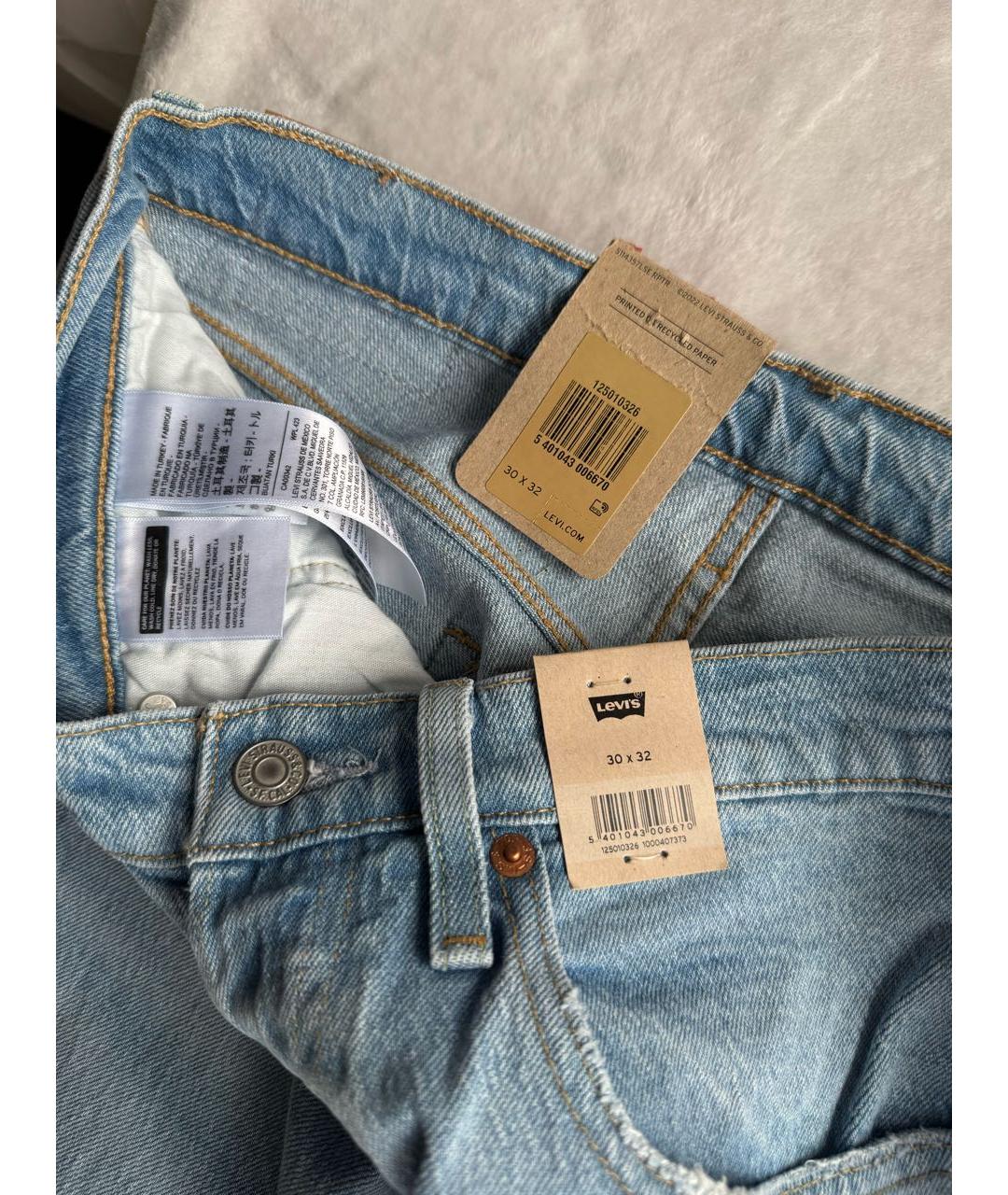 LEVI'S Голубые хлопко-эластановые прямые джинсы, фото 6