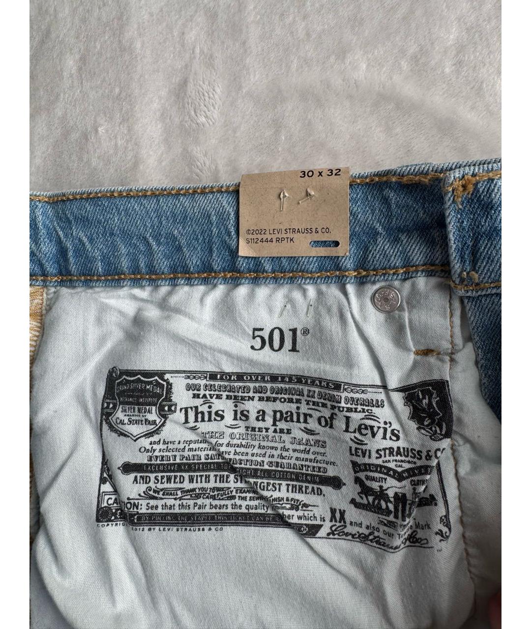 LEVI'S Голубые хлопко-эластановые прямые джинсы, фото 4