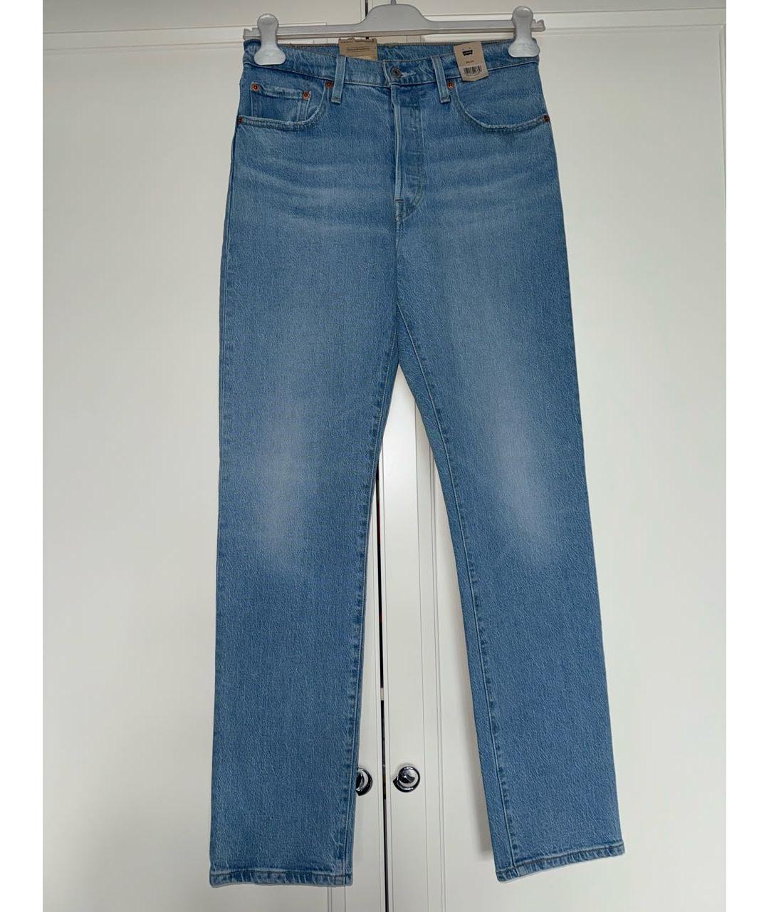 LEVI'S Голубые хлопко-эластановые прямые джинсы, фото 9