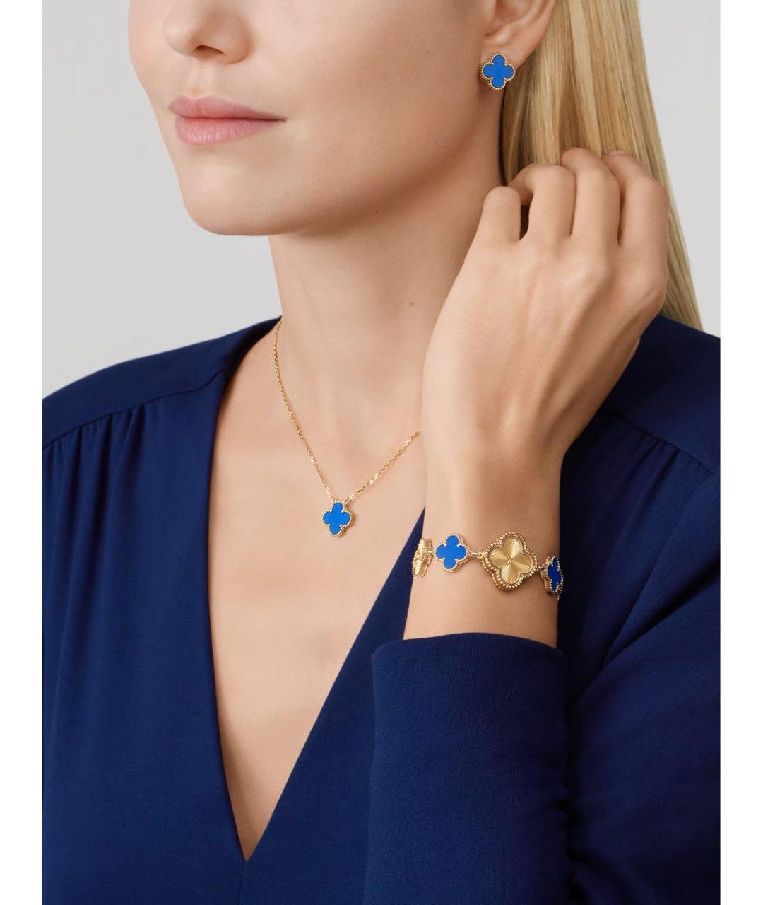 VAN CLEEF & ARPELS Синие серьги из желтого золота, фото 4