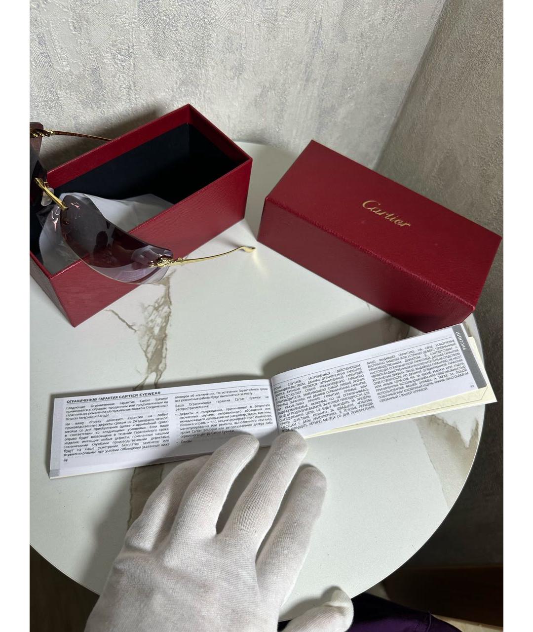 CARTIER Золотые металлические солнцезащитные очки, фото 7