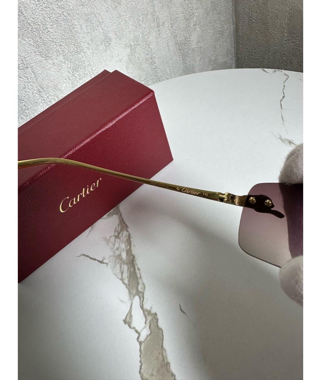 CARTIER Золотые металлические солнцезащитные очки, фото 5