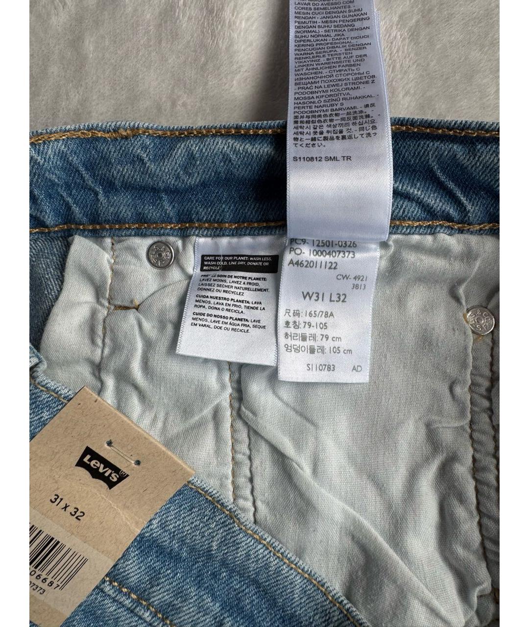 LEVI'S Голубые хлопко-эластановые прямые джинсы, фото 8