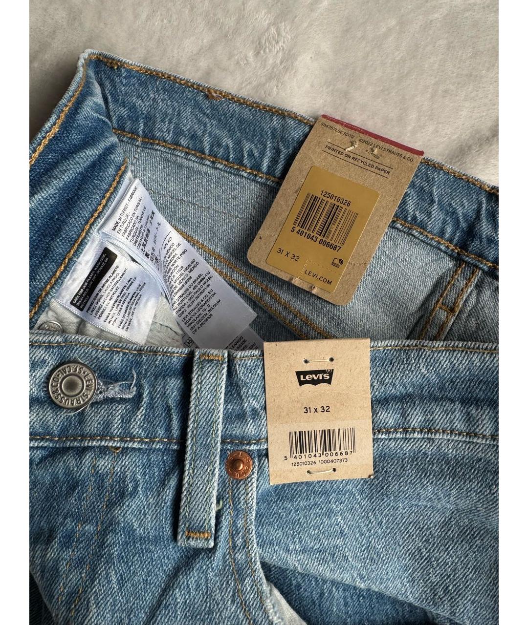 LEVI'S Голубые хлопко-эластановые прямые джинсы, фото 6