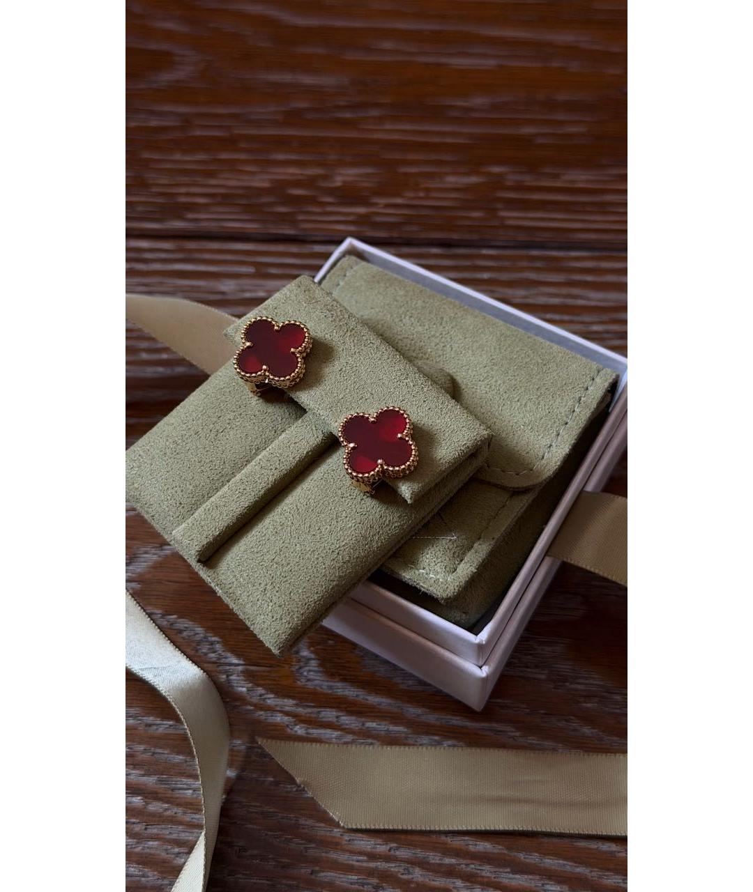 VAN CLEEF & ARPELS Бордовые серьги из желтого золота, фото 5