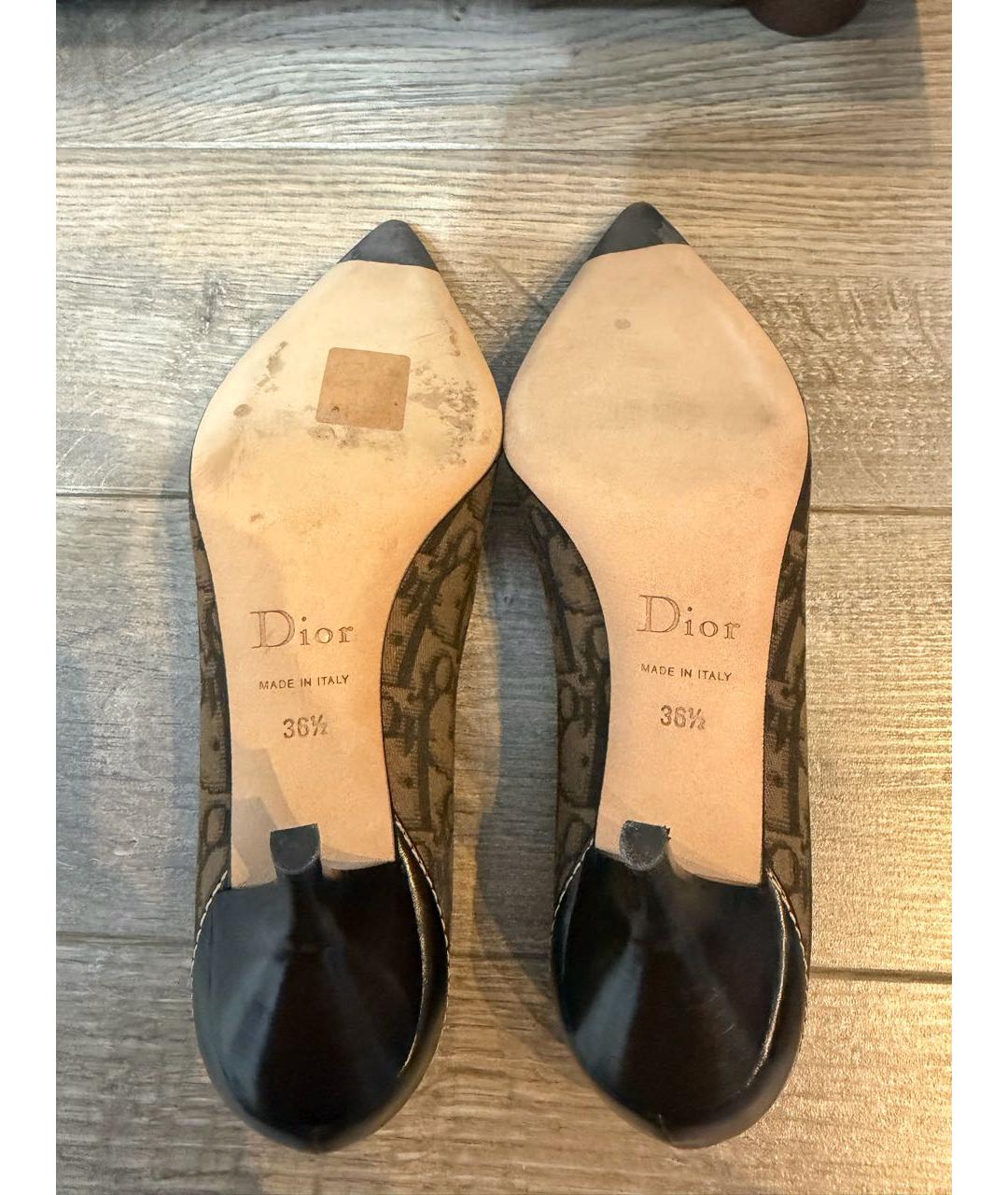 CHRISTIAN DIOR Коричневые текстильные туфли, фото 5
