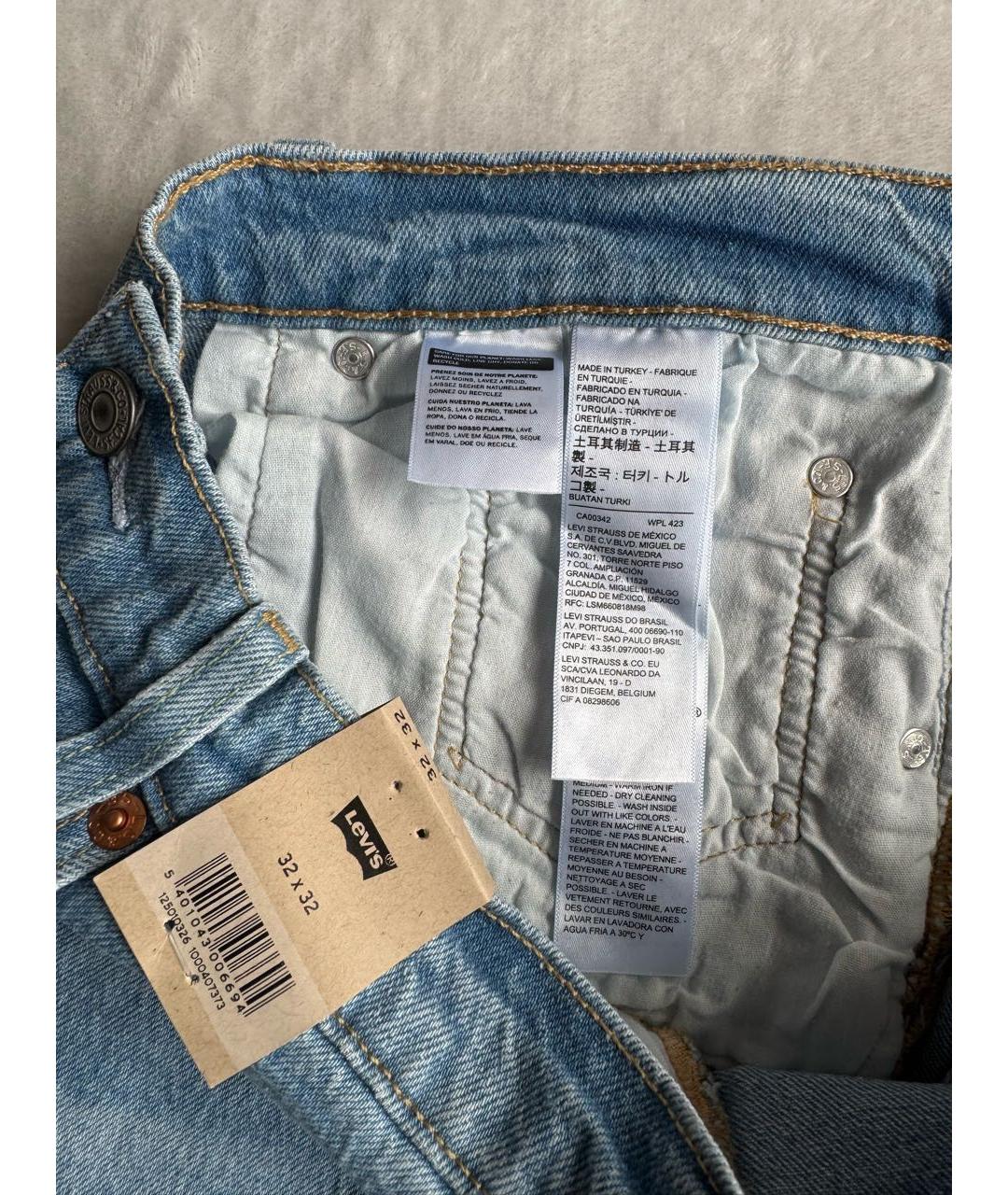 LEVI'S Голубые хлопко-эластановые прямые джинсы, фото 6
