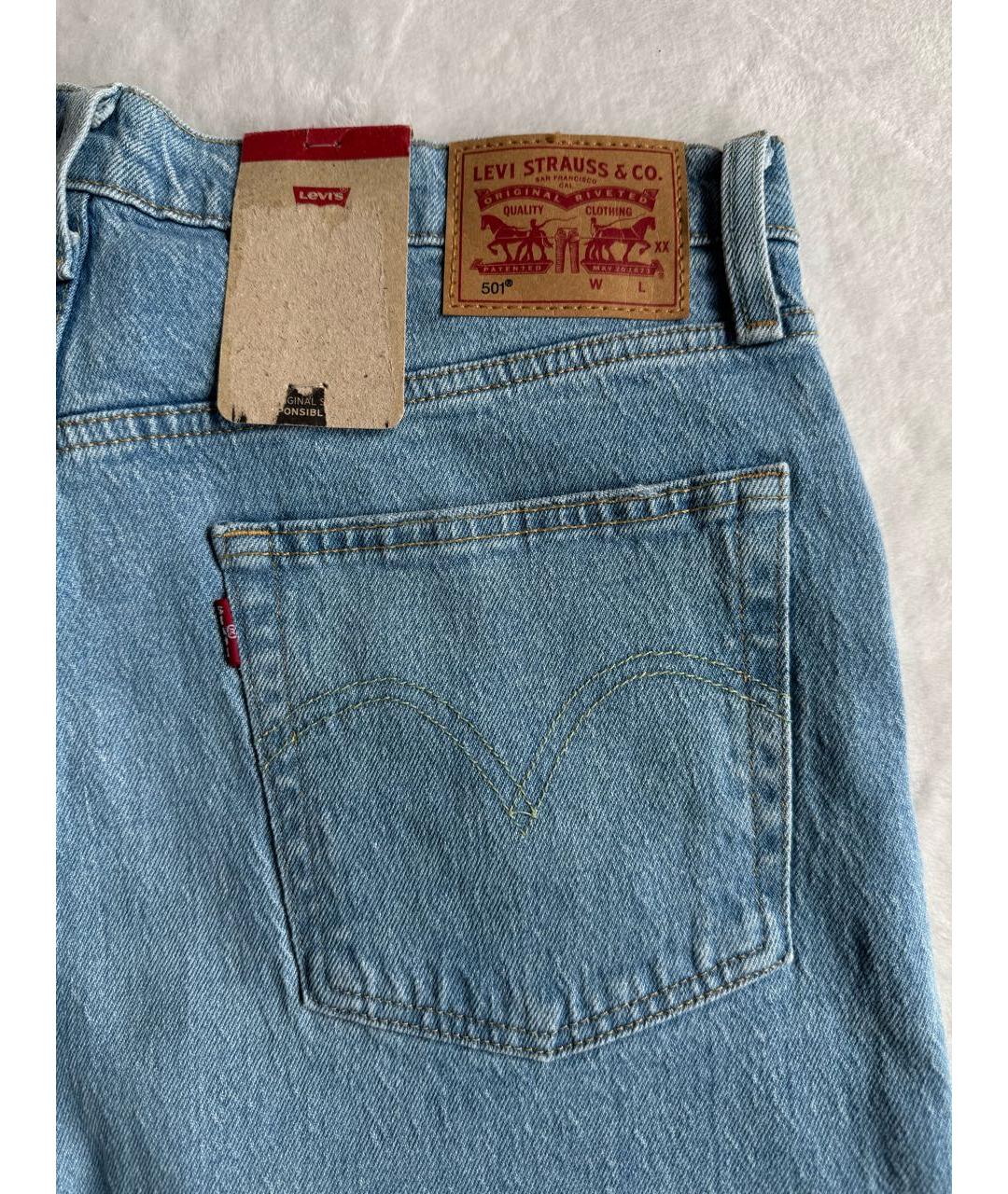 LEVI'S Голубые хлопко-эластановые прямые джинсы, фото 2