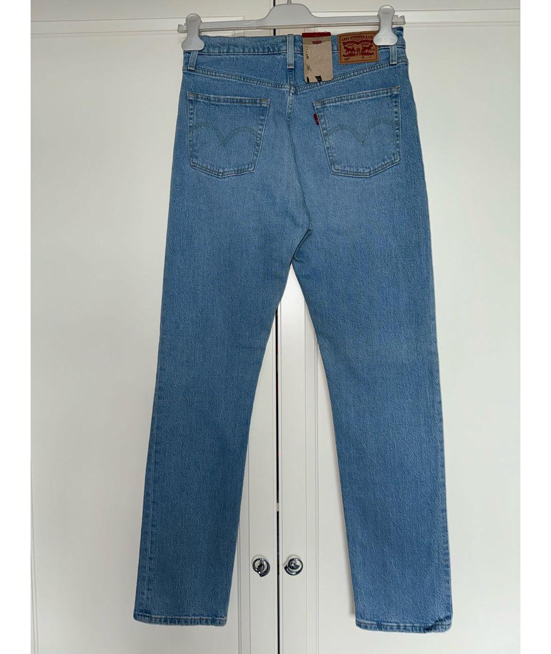 LEVI'S Голубые хлопко-эластановые прямые джинсы, фото 5