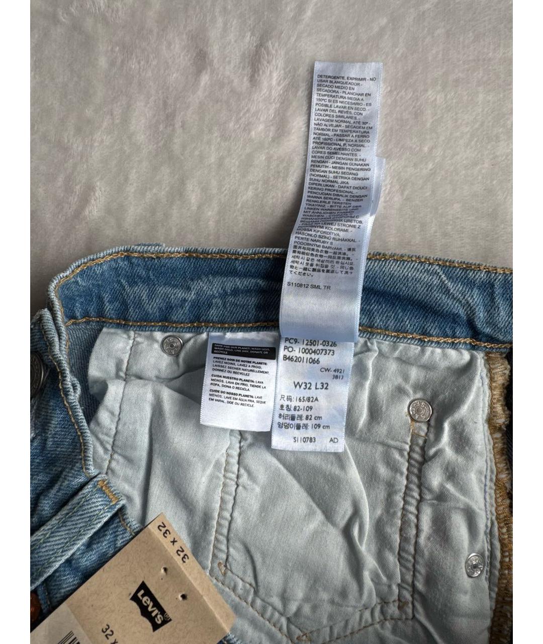 LEVI'S Голубые хлопко-эластановые прямые джинсы, фото 8