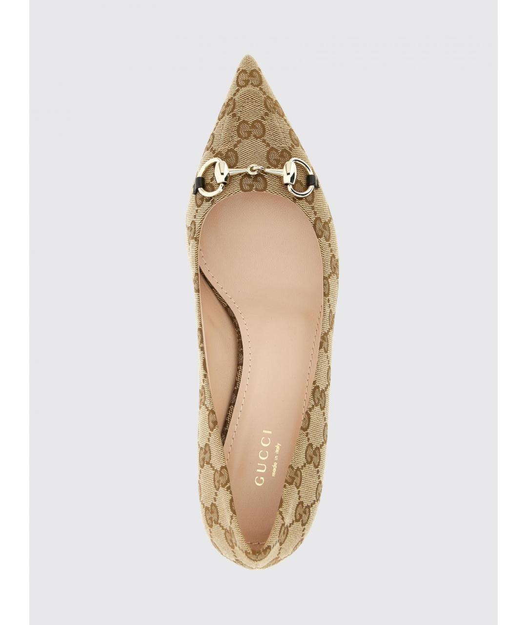 GUCCI Бежевые текстильные туфли, фото 4
