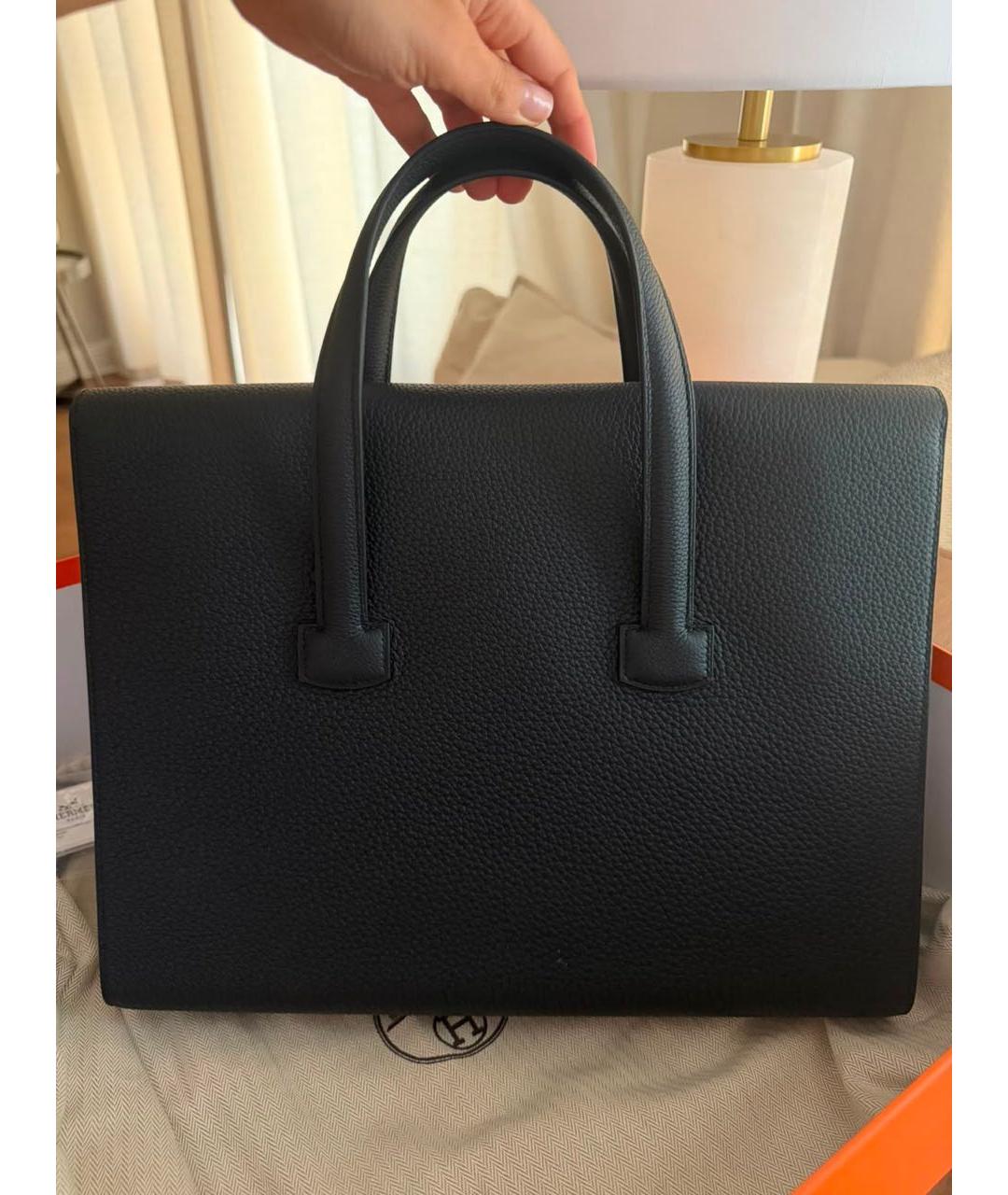 HERMES Черный кожаный портфель, фото 3