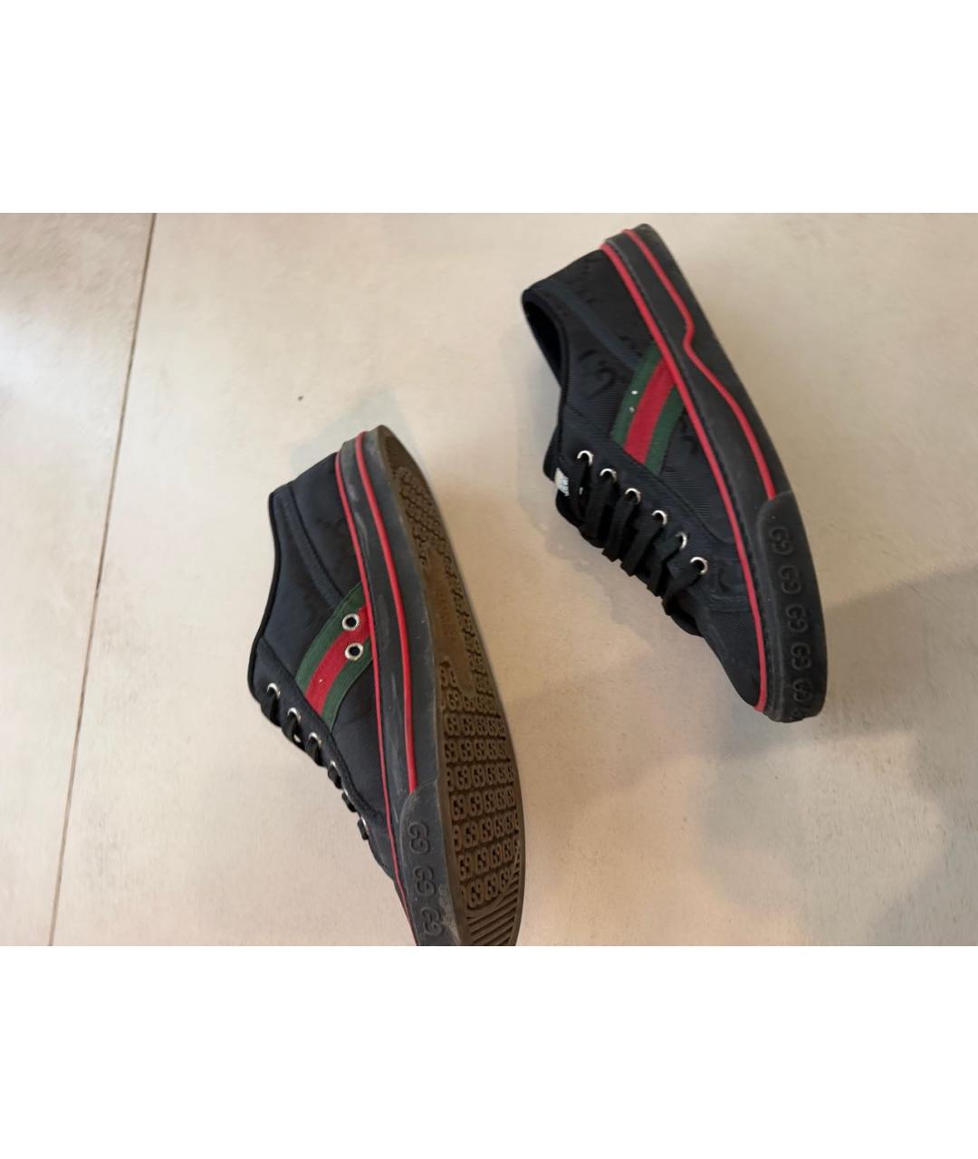 GUCCI Черные текстильные низкие кроссовки / кеды, фото 3