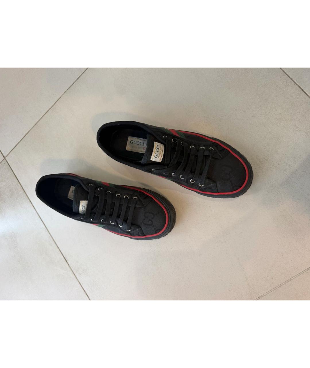GUCCI Черные текстильные низкие кроссовки / кеды, фото 2