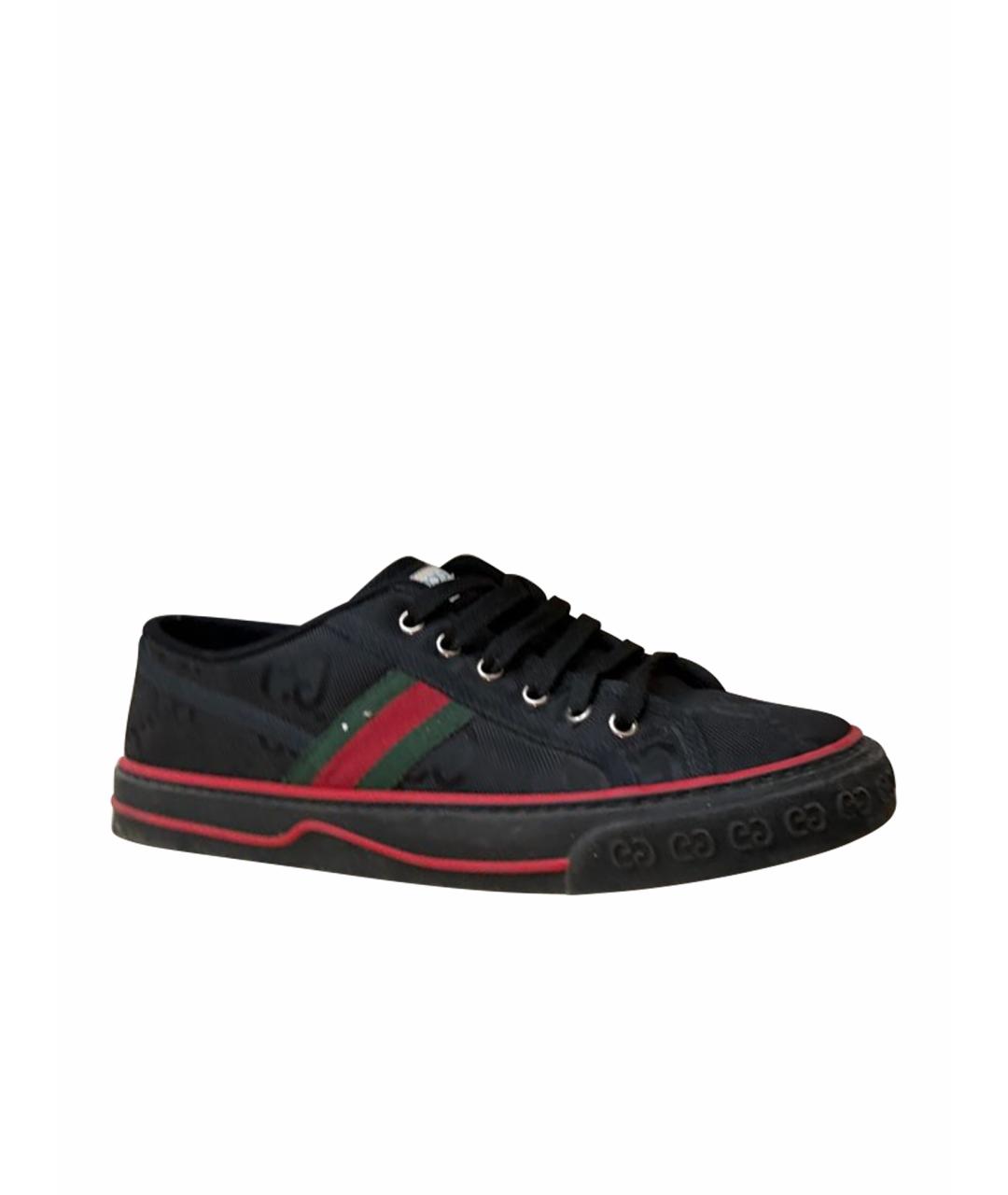 GUCCI Черные текстильные низкие кроссовки / кеды, фото 1